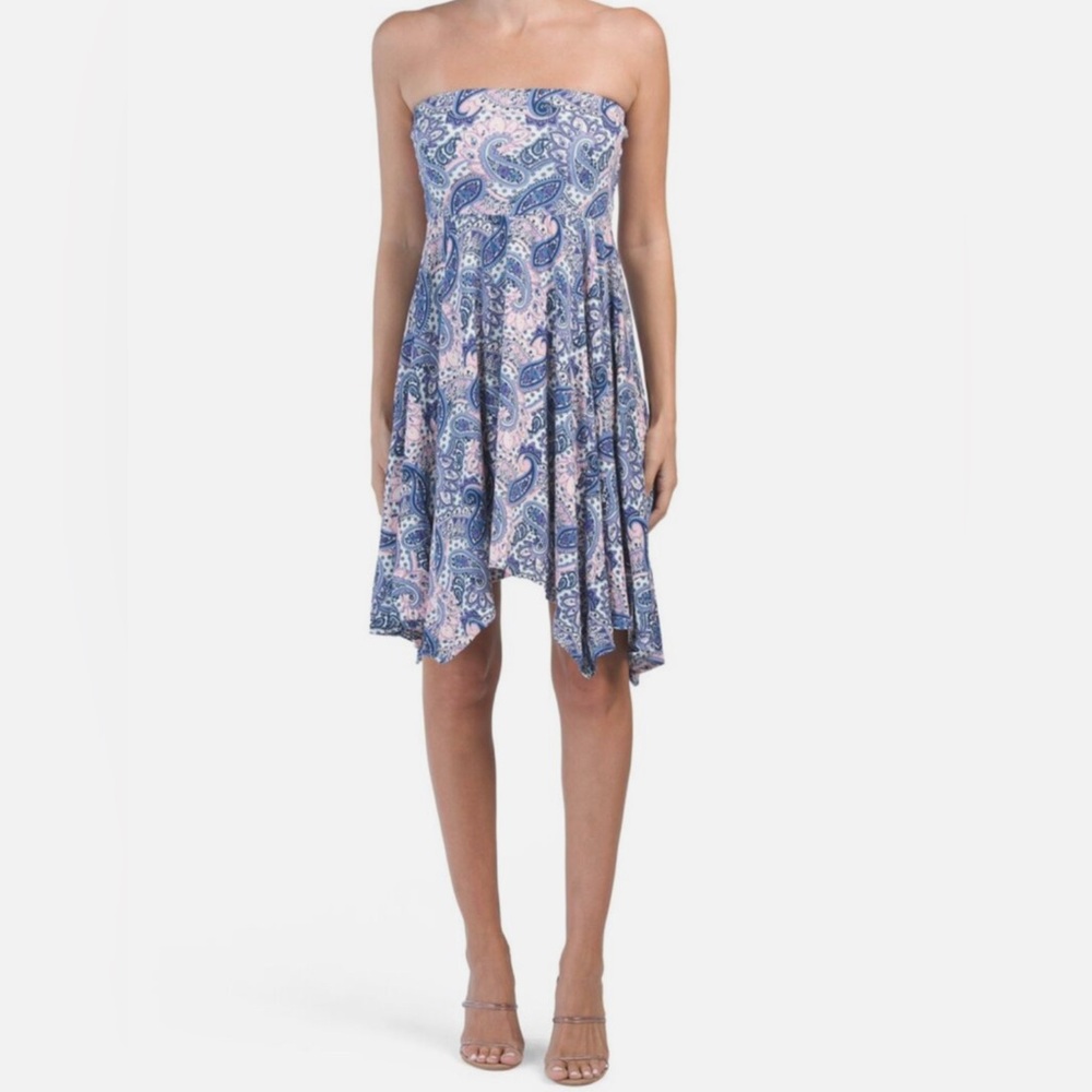 Express paisley strapless dress